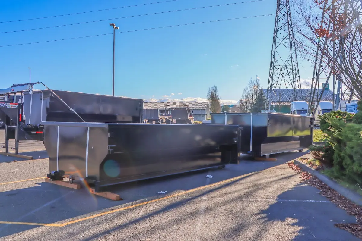 Roll-off dumpster ready for waste disposal at job site for Yard Waste Dumpster Rental in Fairview Heights